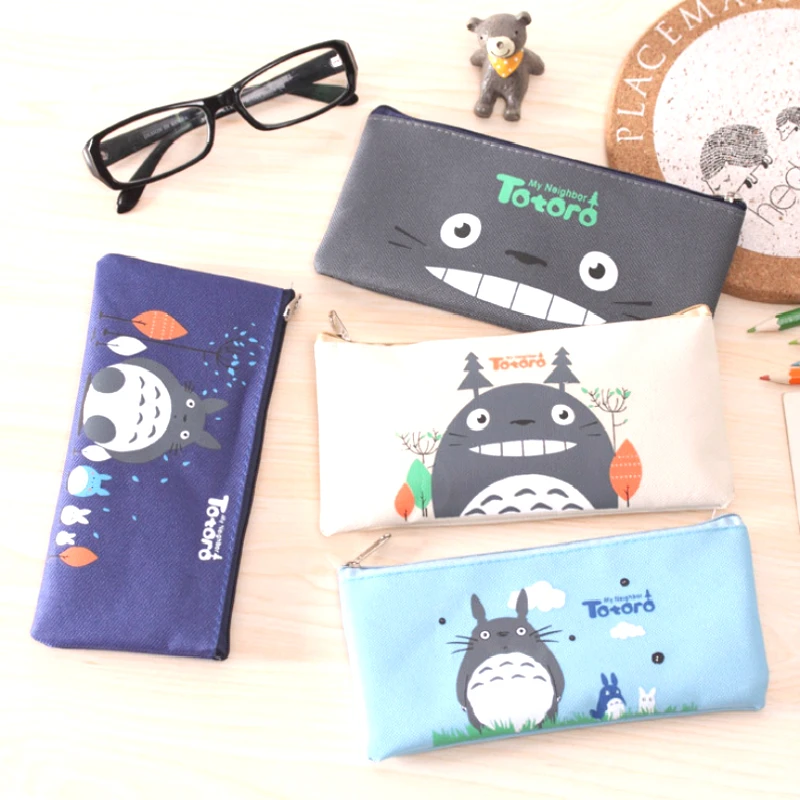 

kawaii Totoro Canvas Pencil Case Creative Oxford cloth Zipper Student Pencil Bag Office School Supplies Stationery Cute Gift