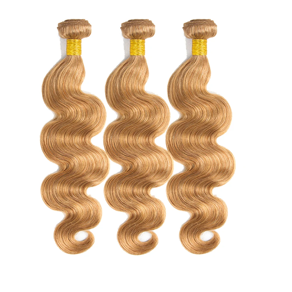 27# Body Wave Human Hair Bundles With Lace Front Brazilian Honey Blonde 13x4 Lace Front With Bundles Remy Hair Extension HairUGo