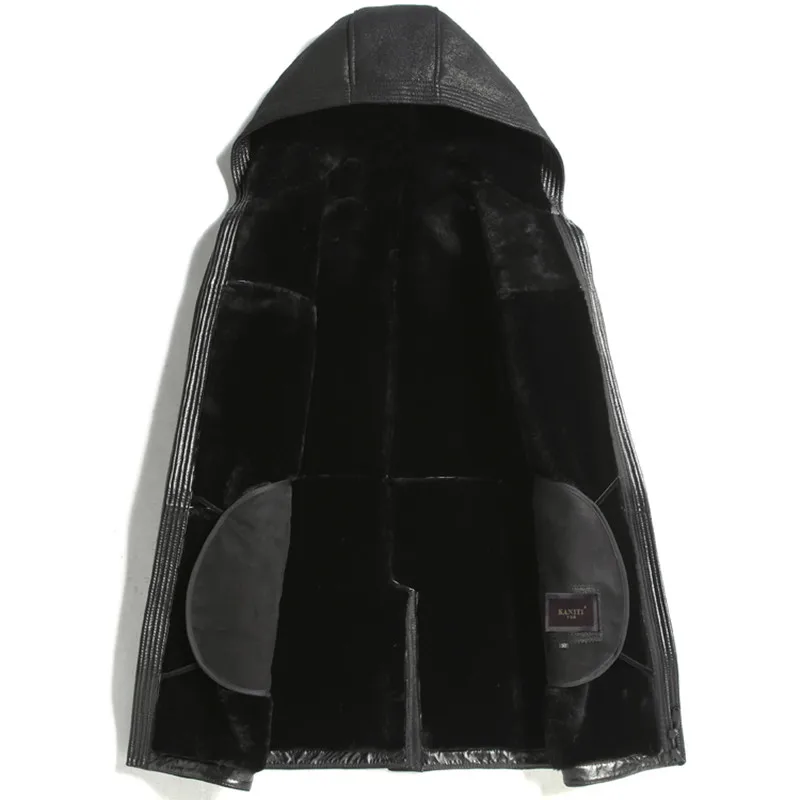 Мужское пальто с натуральным мехом зимнее из натуральной кожи мужская куртка