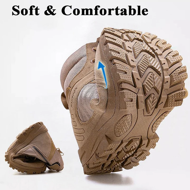  Merkmak High Quality Men's Winter Leather Shoes Men Waterproof Snow Boots Military Combat Boots Men