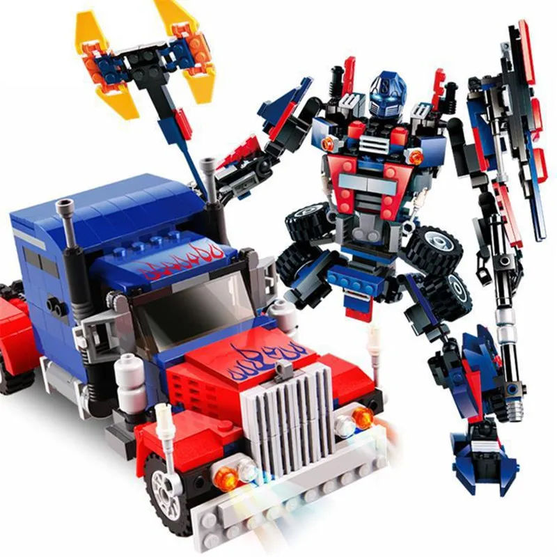 

Creative transformation robot autobot optimus transforms prime boy education car model building Blocks toys for boys gifts