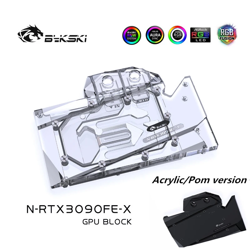 Bykski GPU Water Block For NVIDIA RTX 3090 3080 Founders Original PCB Radiator + Backplate 5V/12V MB SYNC N RTX3090FE X|Fans & Cooling| - AliExpress