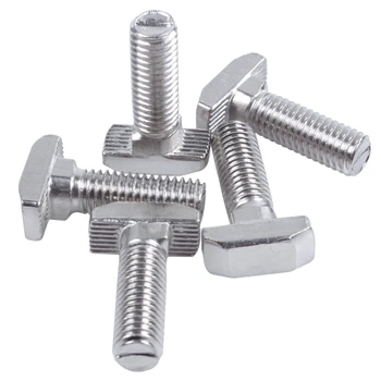 

M8 Thread T-Slot Drop-In Stud Sliding Screw Bolt Silver Tone 5pcs