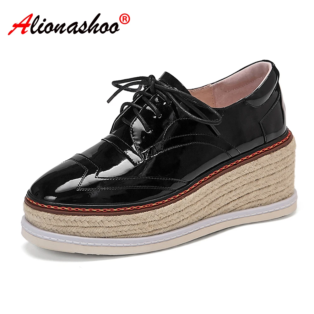 

2020 Spring New Fashion Mixed Colors Women Shoes Genuine Leather Wedges Shoes Woman with jute Sexy Elegant lace-up Casual Shoes