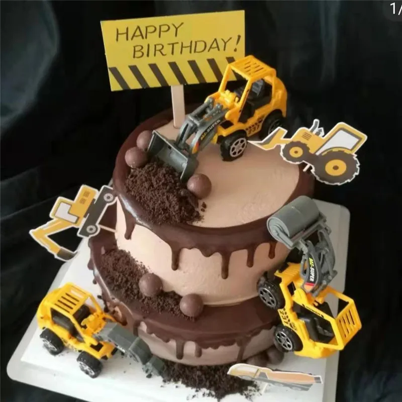 Cakelove 6 шт./компл. Кекс с фигуркой экскаватора торт Топпер счастливый декор для именинного торта для детей день рождения украшения Детские подарки игрушки
