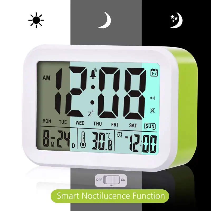 Digital Alarm Clock Talking Clock 3 Alarms Intelligent Optional Weekday Alarm Noctilucent And Snooze Function Month Date And Tem
