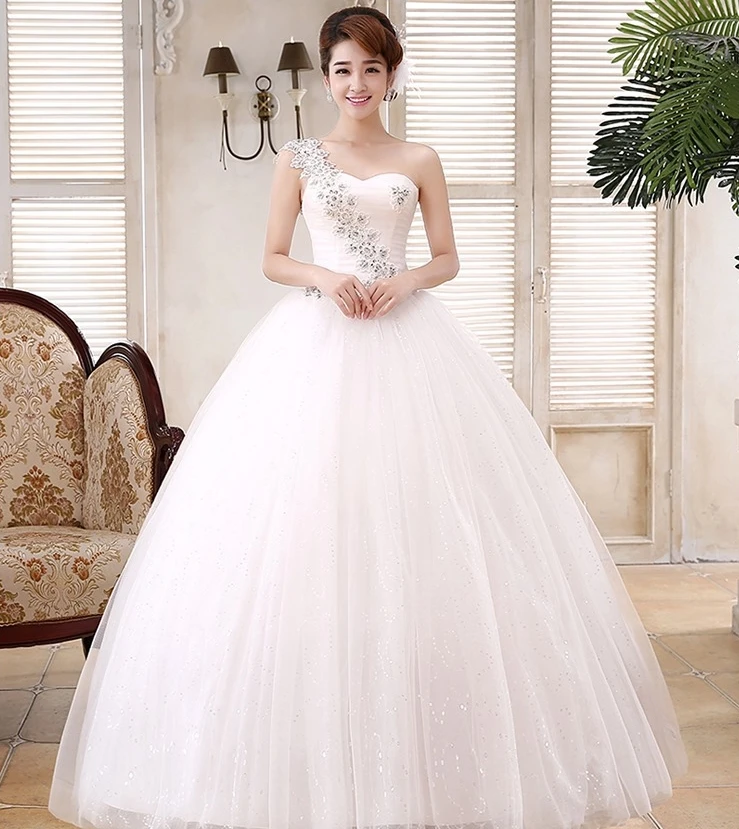 Vestido De Noiva A line одно плечо свадебное платье аппликация кружева блестки Свадебные платья obe De Mariage Винтаж
