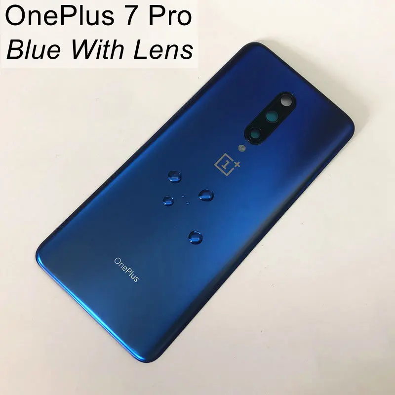 Заднее стекло Oneplus 6 6T 7 Pro крышка батареи Oneplus 6 задняя дверь Корпус чехол Oneplus 6T 7 Pro крышка батареи с объективом камеры - Цвет: 7Pro Blue