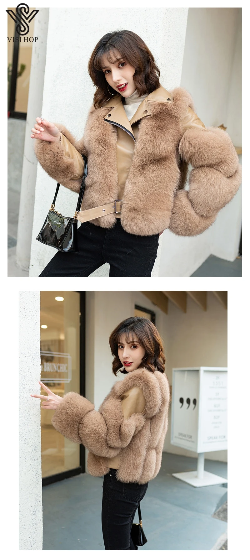 VS4004 new arrival jacket genuine leather sheepskin women winter coat warm thick luxury real fox fur jacket long green puffer coat