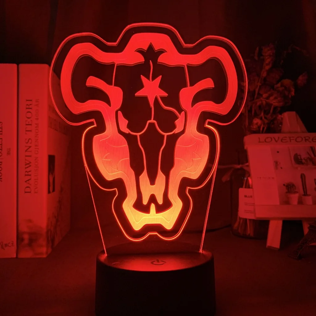 

Acrylic Led Night Light Black Clover Black Bull Model Nightlight for Kids Child Bedroom Decor Bedside Desk Lamp Dropshipping