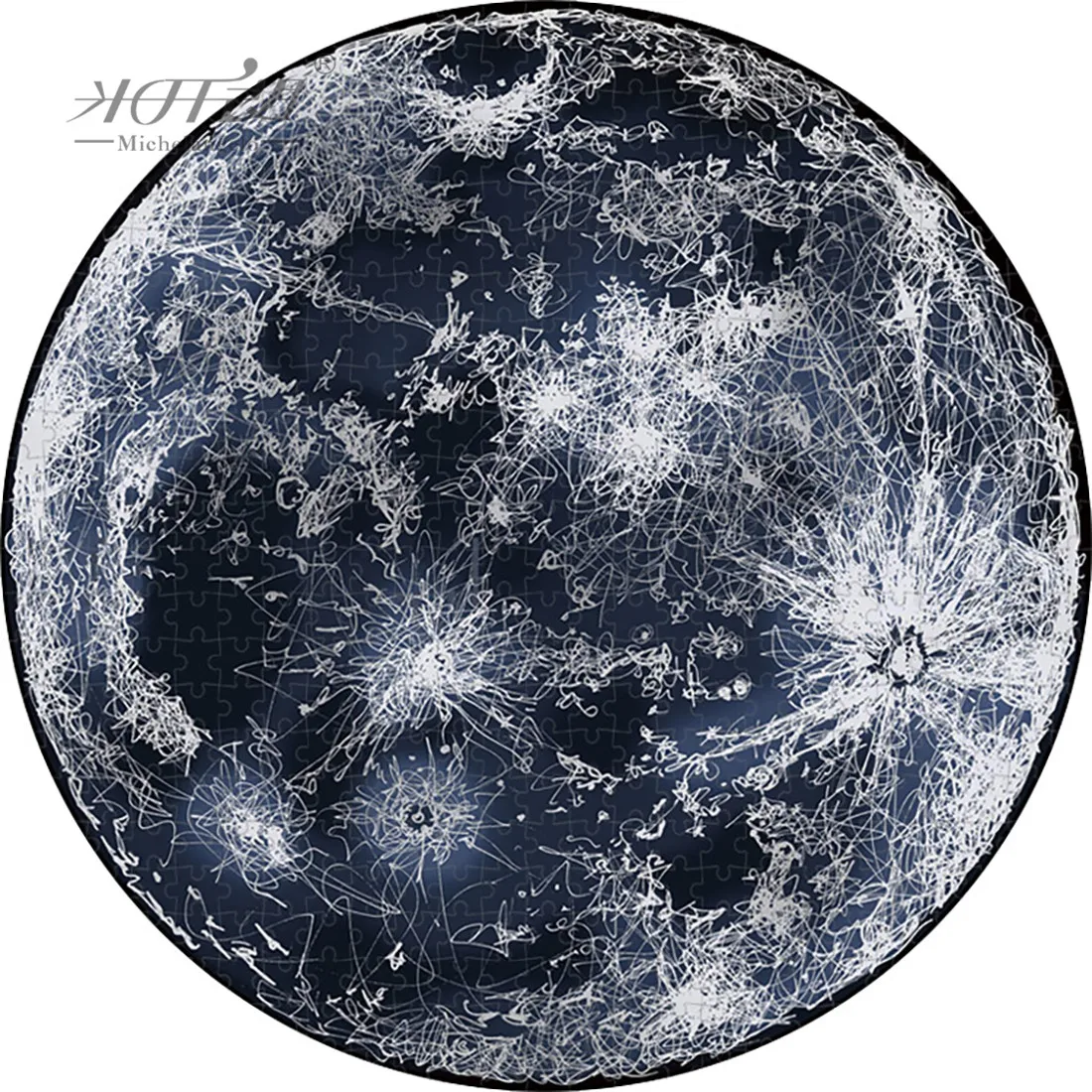 

Michelangelo Wooden Jigsaw Round Puzzles 500 Pieces Moon Winding Version Educational Toy Collectibles Decorative Paintings Decor