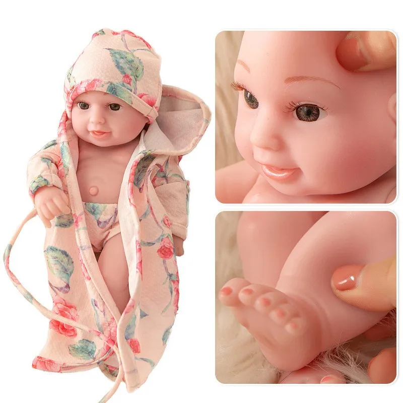 

10 inch Newborn Bebe Reborn Miniatura Baby Doll Girl Body Soft Realistic Doll Simulation Doll Toy Children's Puzzle Toys