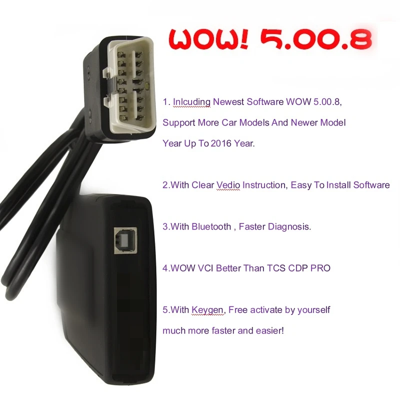 WOW VCI SNOOPER V5.008r2 Bluetooth диагностический инструмент+ keygen TCS VCI Pro Plus для автомобилей/грузовиков/Общий запас Snooper автомобильный тестер