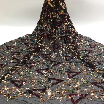 

High Quality African Lace Fabric Latest African Guipure Lace Light Multicolor Nigerian Guipure Lace Fabric With Sequins Dress