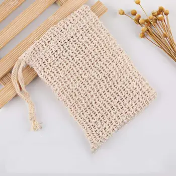 安い 天然角質除去バッグ手作り Sisalnatural サイザルホルダーセーバーバスポーチ石鹸巾着バッグポケット Q0Z1