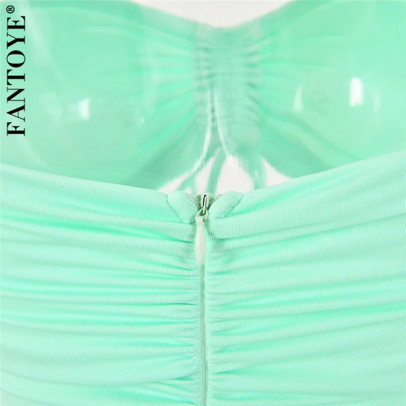 FANTOYE Для женщин сексуальный Обёрточная бумага облегающее платье вечерние платья с открытой спиной Бандажное платье Элегантное мятно-зеленого цвета, тонкие платья средней длины
