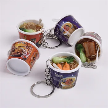 

Many Kinds Of Simulation Instant Noodle Keychain Food Play Pendant Key Chain Brand Drum Bowl Mini Keyring