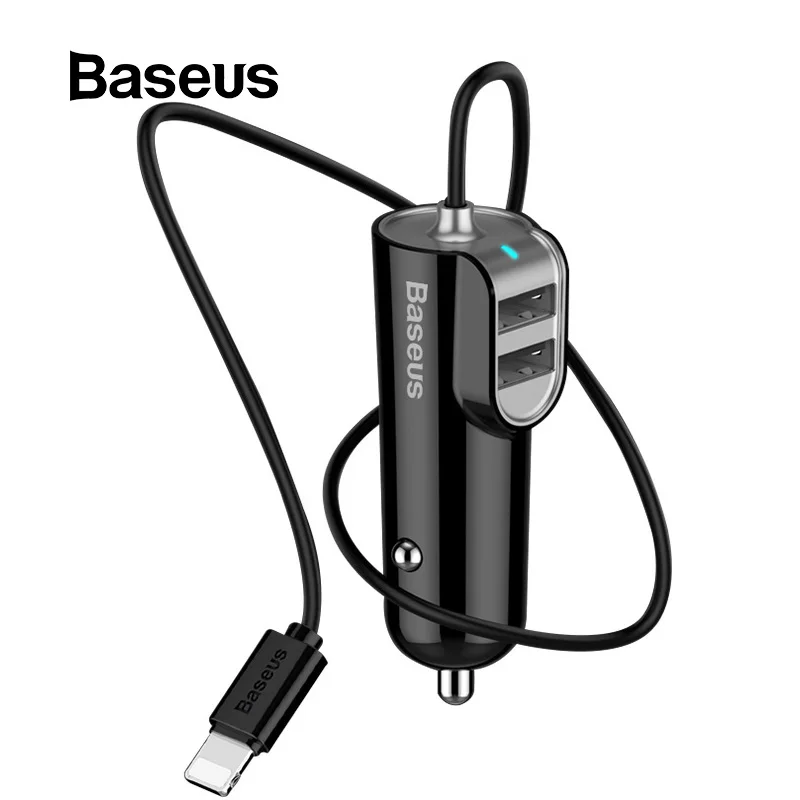 Автомобильное зарядное устройство USB Baseus 3 в 1, 5 А для iPhone X 7, samsung, зарядное устройство для мобильного телефона, 3 порта, быстрое автомобильное зарядное устройство USB и 1 м кабель для iPhone