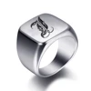 Bagues personnalisées à graver initiale pour hommes, chevalière masculine en acier inoxydable, bijoux vierges, bande, ton argent poli, taille américaine