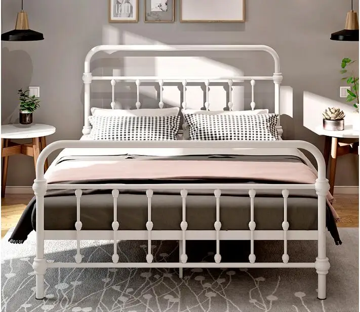 Modern simple pastoral European-style iron sheets, apartment, dormitory, iron frame bed, 1.2m, 1.5m, double frame bed