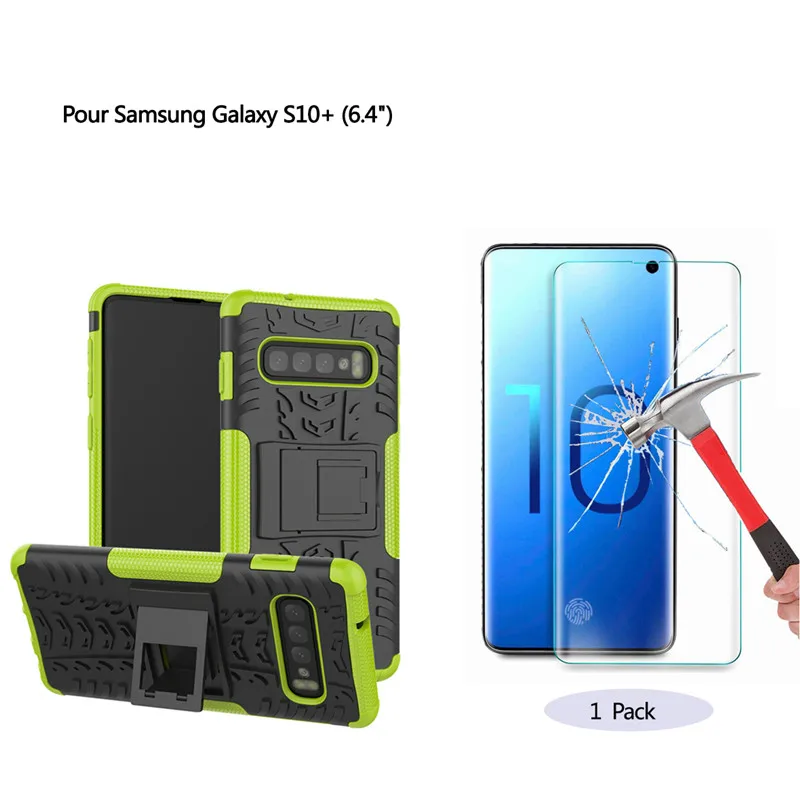 Для samsung Galaxy S10+ чехол из мягкого силикона ТПУ и ПК ударопрочный анти-осенний HD экран протектор из закаленного стекла 1 шт