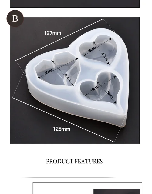 Stampini Per Resina A Forma Di Cuore - 2 Modelli 3D In Silicone, Per Ciondoli E Decorazioni - Foto 3