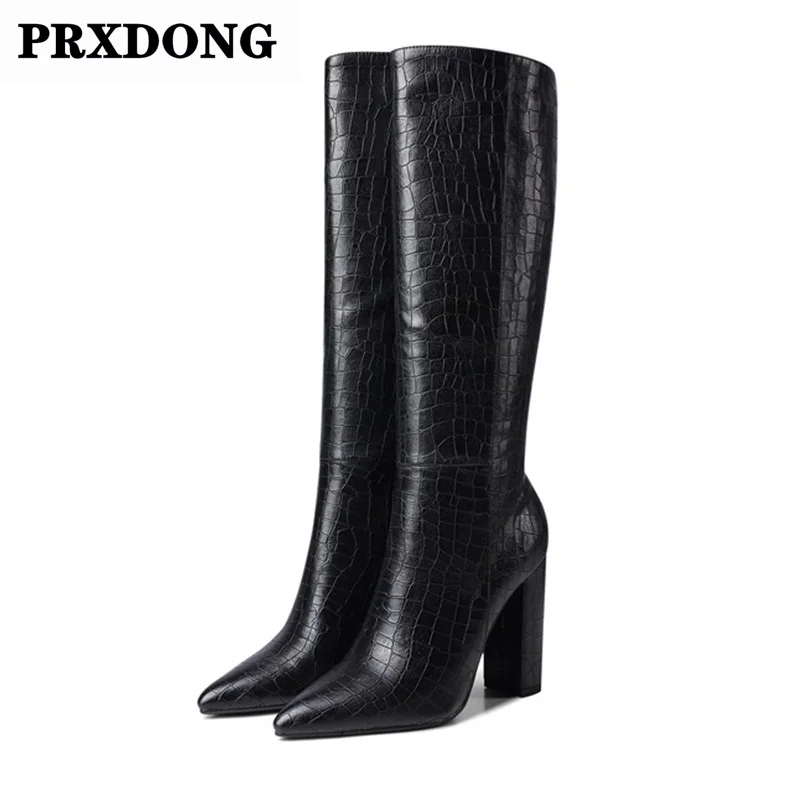 

women boots high quality knee high boots sexy high heels pointed toe black red brown beige autumn winter riding boots size 34-43