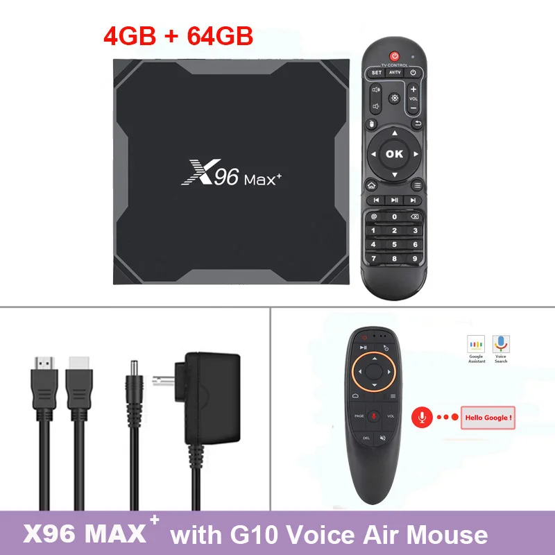 4GB 64GB G10 X96 max plus Smart tv Box Android 9,0 Amlogic S905X3 4 ГБ 32 ГБ 64 Гб 8K 1080P HD медиаплеер двойной wifi Netflix Google плеер - Цвет: 4GB 64GB G10