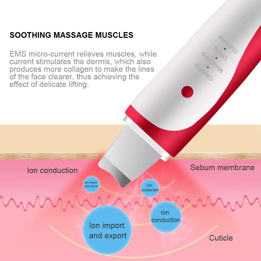 Ultrasonic Skin Scrubber Facial Deep Cleaner Remove Blackhead Acne Pore Reduce Wrinkles Face Liftin