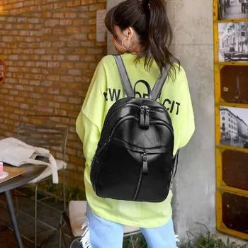 

Women PU Leather Backpack Outdoor Travel Packsack Daily School Casual Bag J9