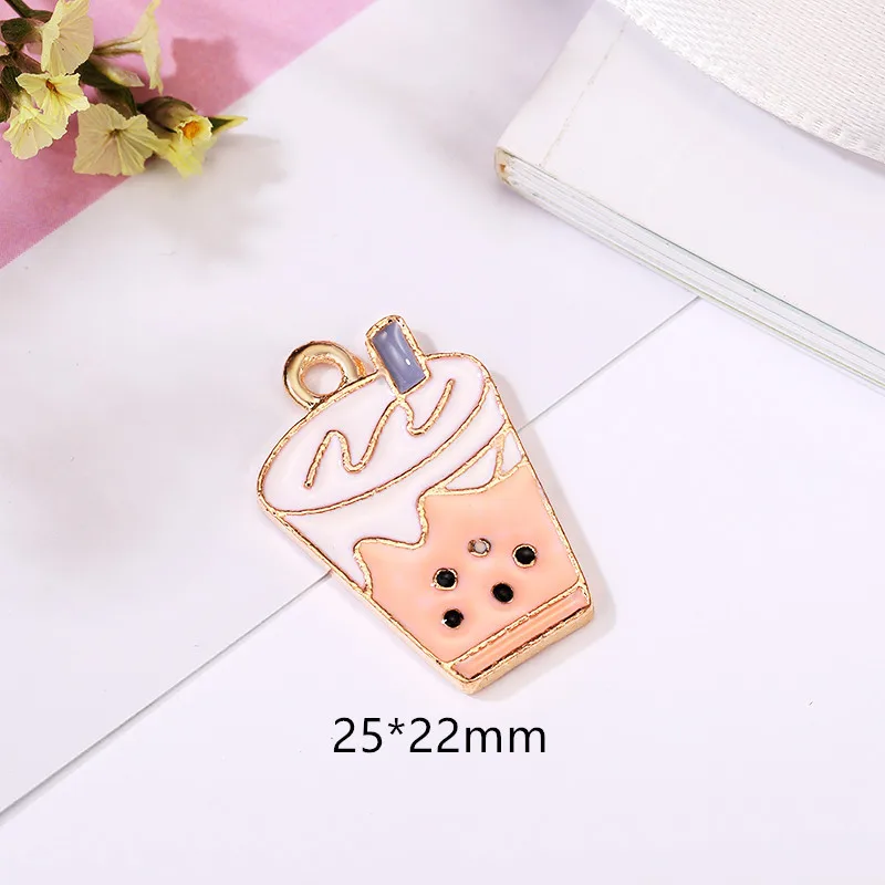 20 шт./лот DIY модные подвески Эмаль сплав жемчуг молоко чай украшения аксессуары ручной работы изготовление ожерелье серьги аксессуары 22x25