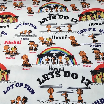 

ZENGIA 50*140cm Hawaii Japanese Dog Thin Canvas Fabric For Home Textile Sewing Diy Tablecloth/Bag/Cushion/ Sofa Cover Curtain