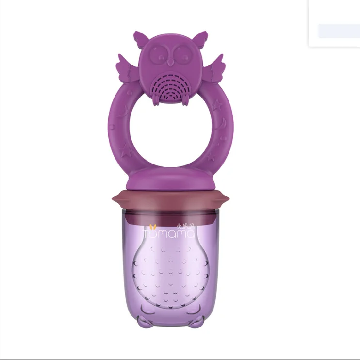 Violet bag OWL Детское вспомогательное питание Фидер силикагель может кусать фрукты и овощи, Леко может варить музыку укуса ребенка в горячей воде - Цвет: Violet bag OWL