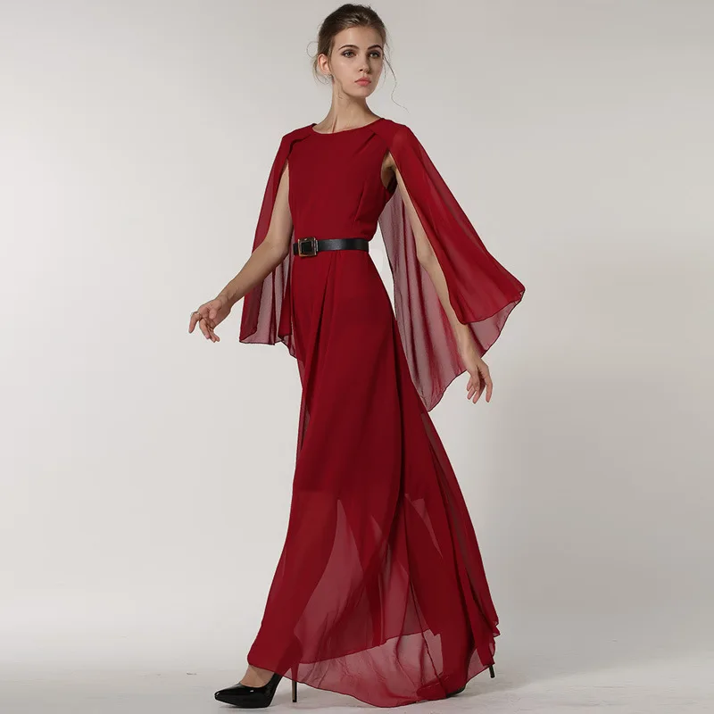

5005 # Autumn And Winter New Style Floor-Length Dress Elegant Slimming wei ya ji Waist Hugging Dress