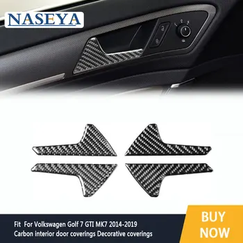 

4pcs/set Carbon Inner Door Handle Panel Decorative Cover Decal For Volkswagen VW Golf 7 GTI MK7 2014-2019 Car Accessories
