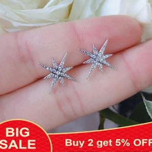 Delicate Cubic Zirconia Micro Inlay Star Stud Earrings Fashion Women Fashion Crystal Jewelry Wholesale