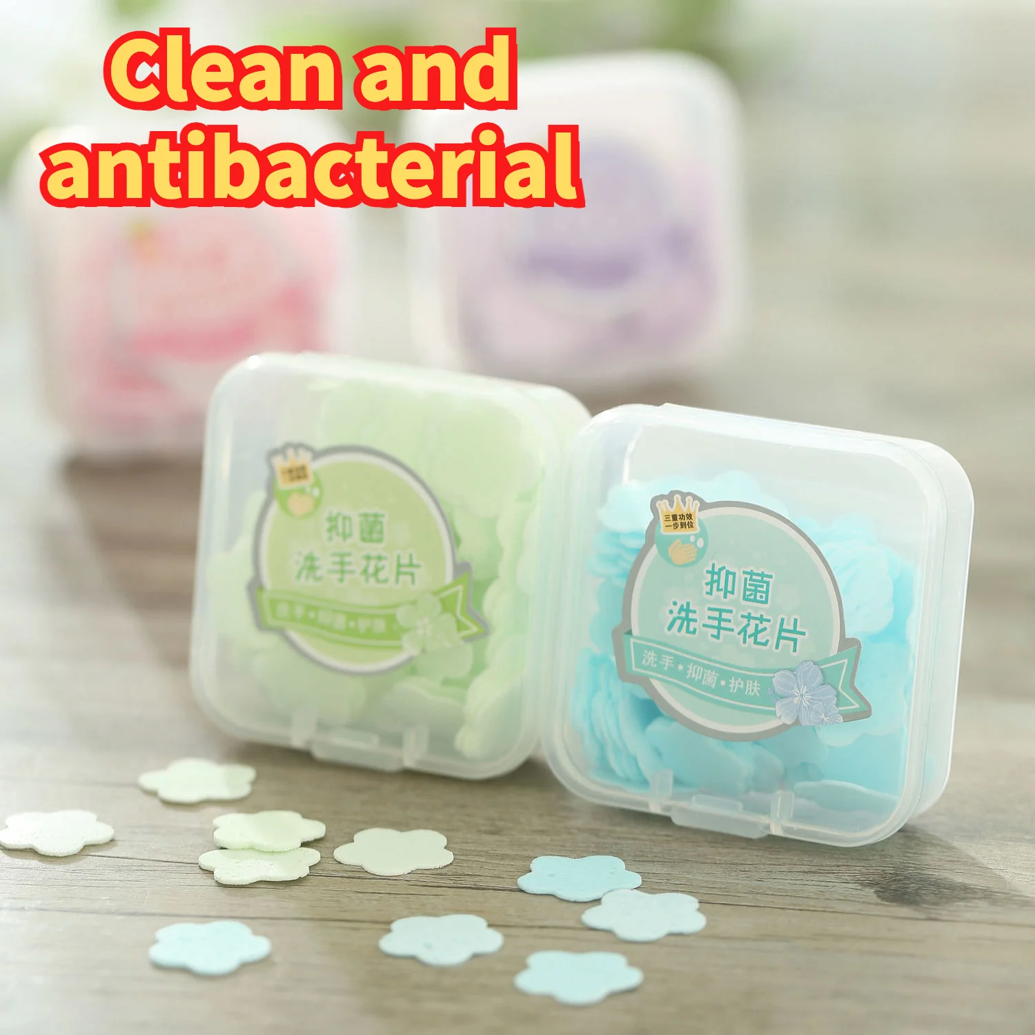 

Carry antibacterial soap tablets for travel portable hand washing flower tablets disposable sterilization clean petal soap paper