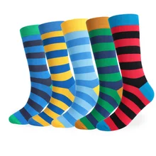 5 Pairs High Quality Fashion Colorful Men Cotton Socks Large Size Stripe Grid Pure Funny Casual Men Socks