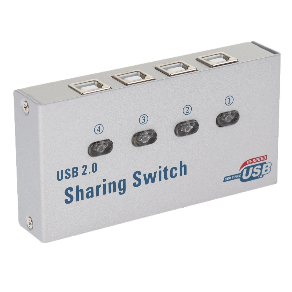 USB Auto Sharing Switch KVM Switcher Adapter Box 4 Computer Share 1 USB Device Hub for Printer Scanner