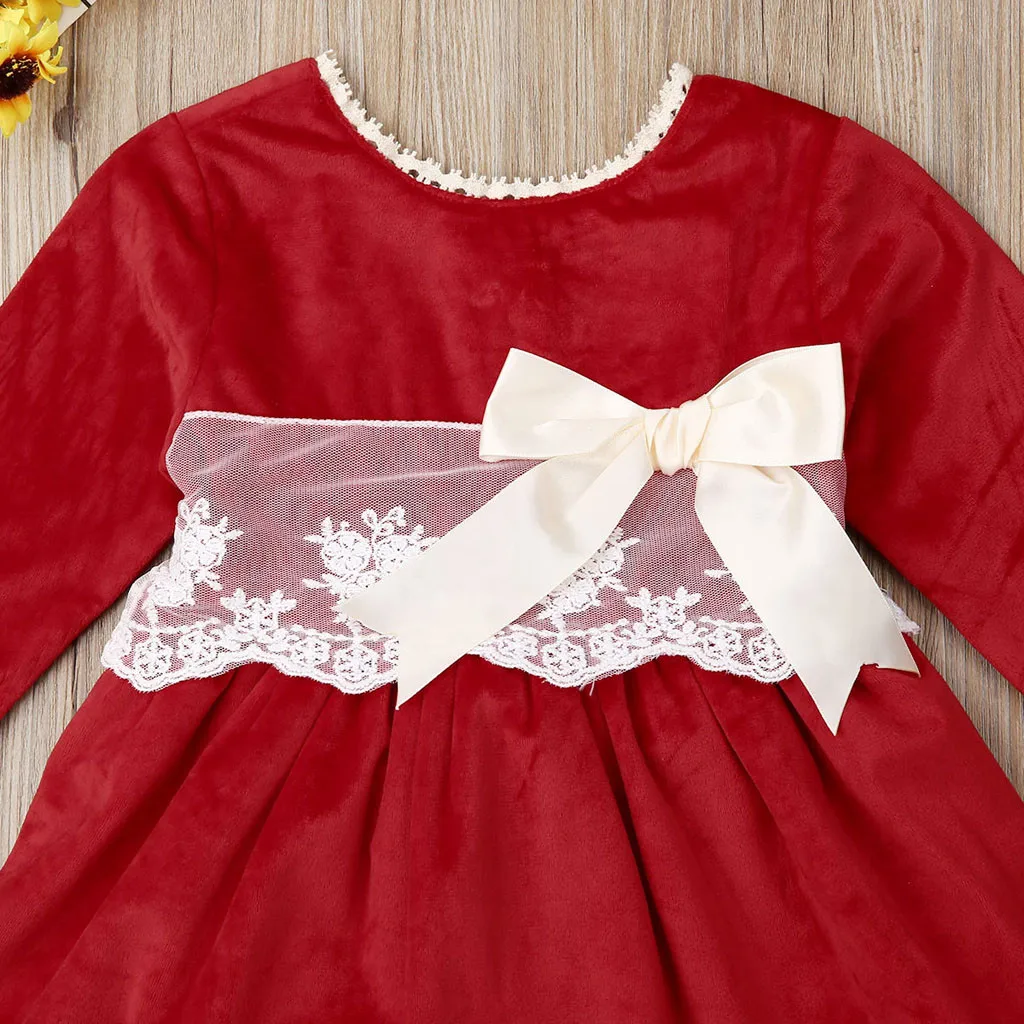 Белое и красное рождественское платье для девочек; кружевные праздничные платья с длинными рукавами; белое платье для маленьких девочек; новогодние платья для девочек; Vestidos