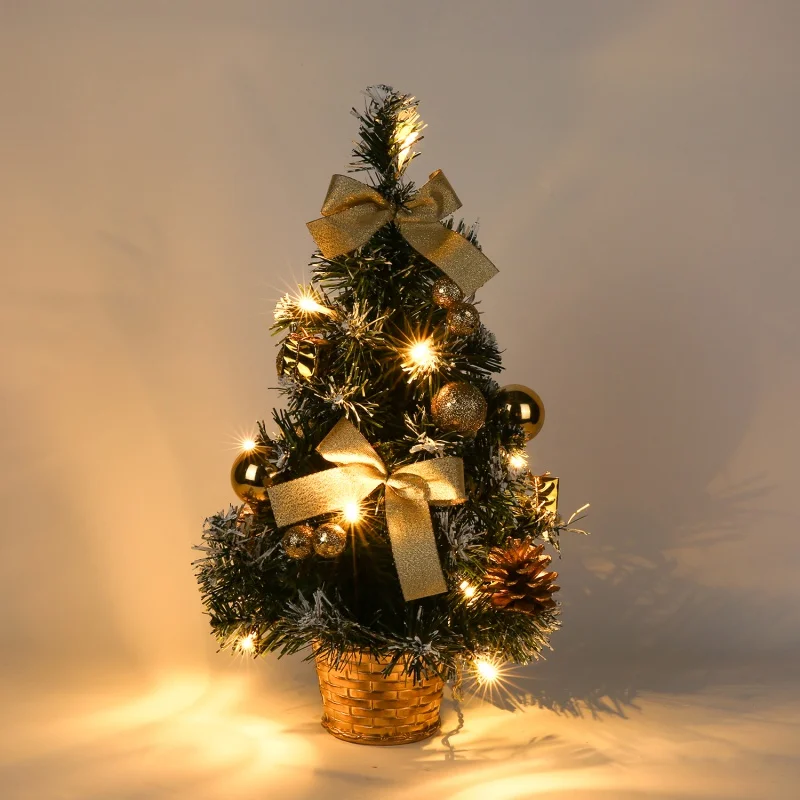 40 см искусственная Рождественская елка с питанием от батареи роскошное освещение Настольная мини сосновая елка navidad украшения