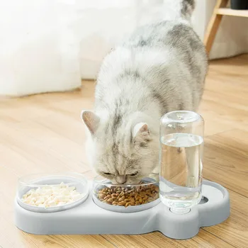 

Pet Bowl Cats & Dogs Double Bowls With Auto Water Dispenser Pet Food Bowl Drinking Raised Stand Dish Bowl SJM-4