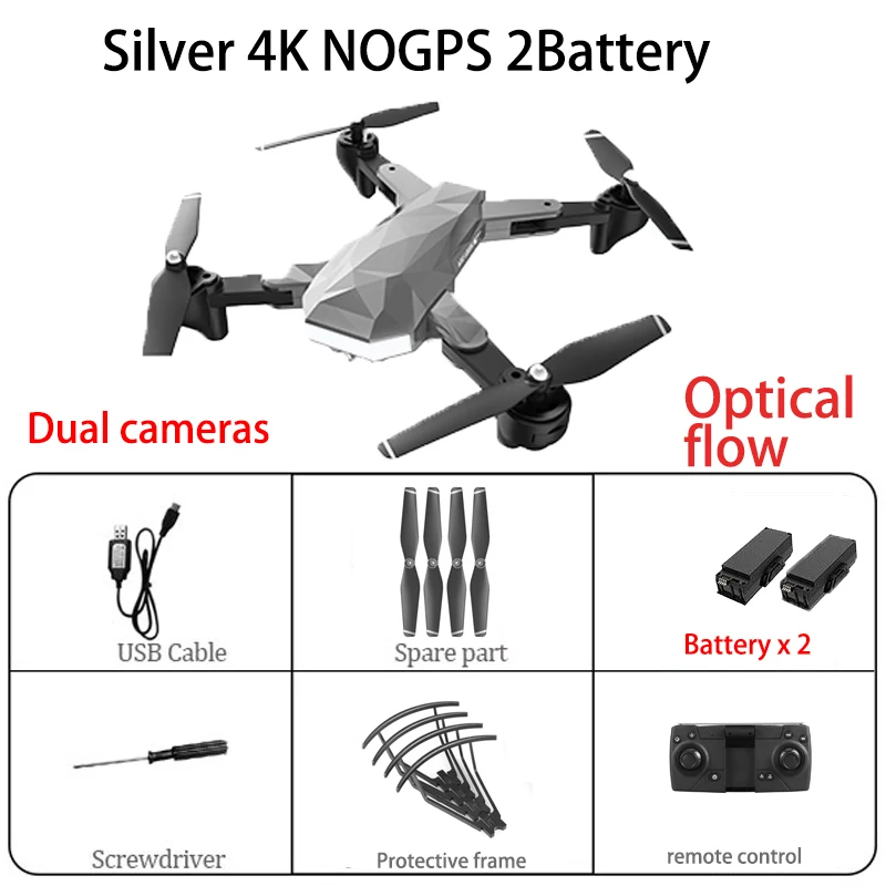 Новое поступление C53 Дрон с GPS с 4K HD камера 5G wifi FPV RC Квадрокоптер складной Профессиональный Вертолет Дистанционное управление дроны игрушка - Цвет: Sil 4K nogps 2B