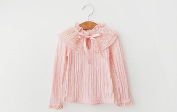 

5 Pcs/lot Style Girls Lace Round Neck Long Sleeve Bottoming Shirt Girls Tops New Autumn Kids Casual Tees Children's Clothing