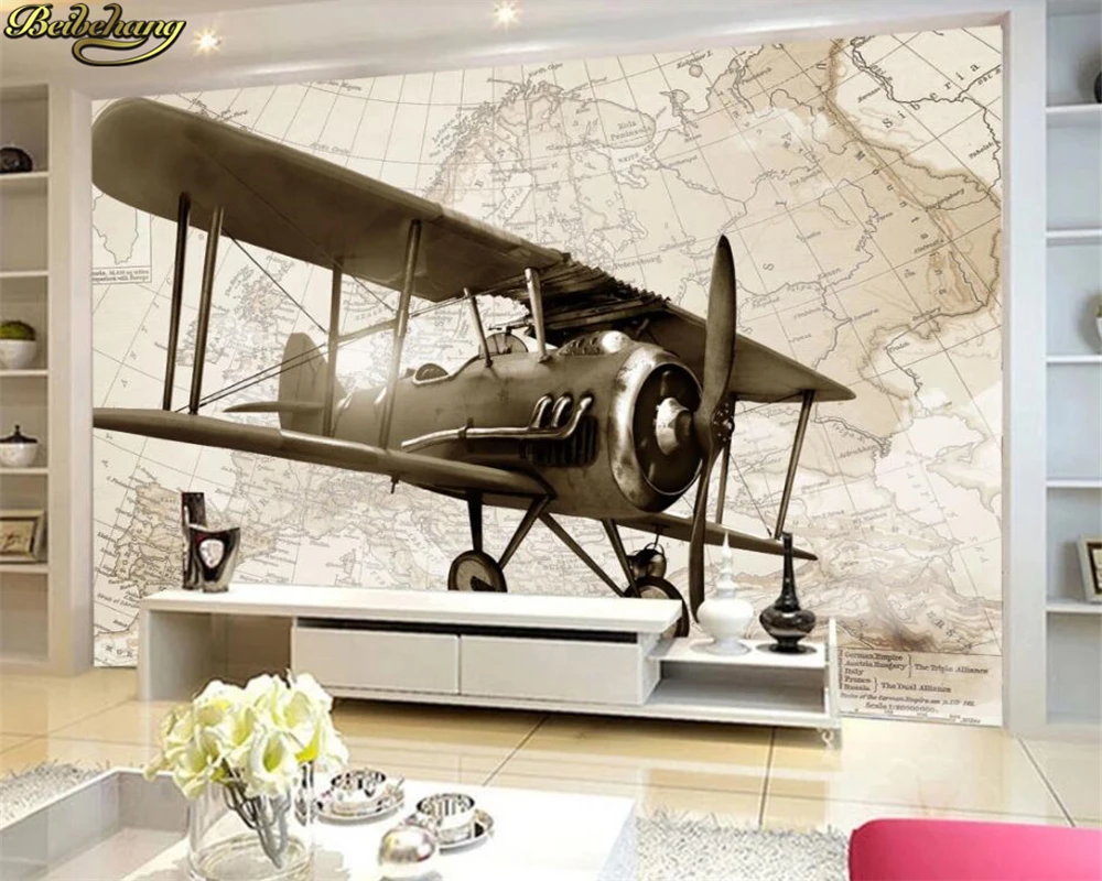 Beibehang Papel دي Parede مخصص ورق الحائط جدارية اليد رسمت الرجعية طائرة التلفزيون خلفية المنزل الجدار ورقات ديكور 3d خلفيات Mural Wallpaper For Walls Mural Wallpaperwallpaper For Walls Aliexpress