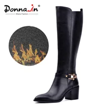 Donna-в новые туфли в индивидуальном стиле Сапоги выше колена высокие сапоги на шнуровке кожа Женские ботинки высокий каблук женские сапоги