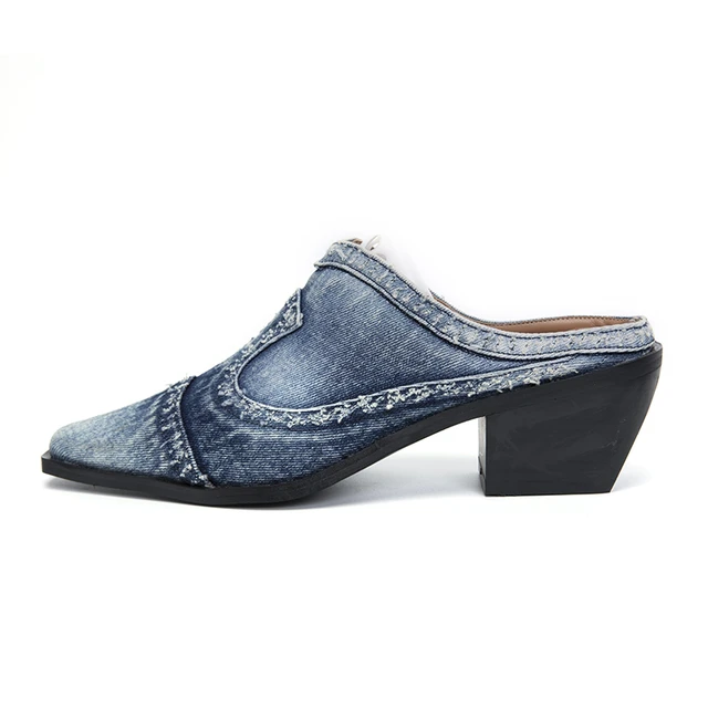 Denim Mid-heel Slippers: A Summer Essential!