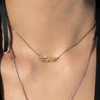 

Fashion Charm Sterling Silver Copy 1:1 Copy,Yellow Silver Orange Croco Necklace Women Monaco Luxury Jewelry Gift With Logo