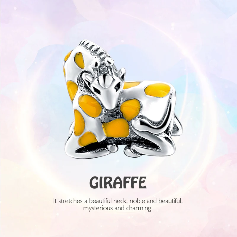 Новинка 2017 года поступления животных Жираф Бусины Fit Pandora Браслеты Серебро 925