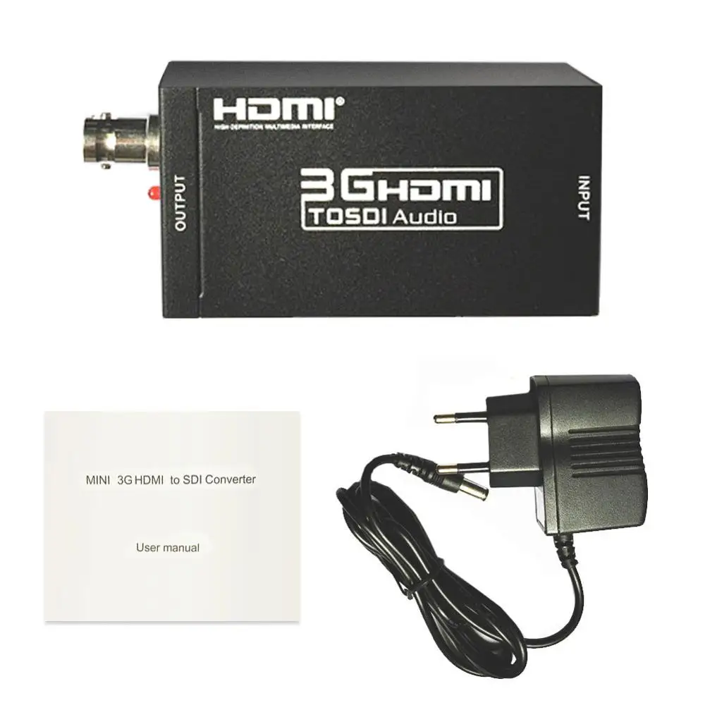 EU Mini Size HD Video Mini 3G HDMI to SDI Converter Adapter HD To BNC SDI/HD-SDI/3G-SDI 1080P Multimedia Converter Portable Adapter - Color: EU